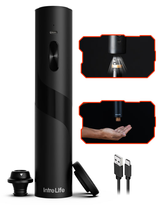 2 in 1 Electric Wine Opener Set,Rechargeable Wine Bottle Openers with Electric Vacuum Preserver,Wine Stopper,Foil Cutter,Automatic Wine Saver Pump Set