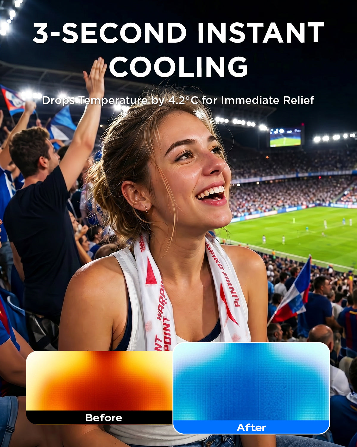 CoolRush Towel with Natural Mint Extract, Instant 3-Second Cooling Towel, Reusable Sports Cooling Wipes for Summer Heat, Alcohol-Free, for Running, Cycling, Gym, Outdoor Activities(Red)