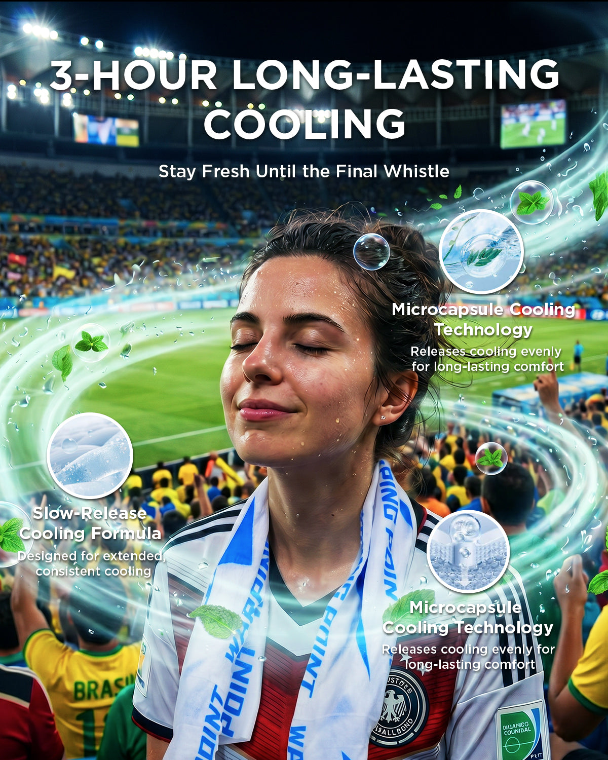 CoolRush Towel with Natural Mint Extract, Instant 3-Second Cooling Towel, Reusable Sports Cooling Wipes for Summer Heat, Alcohol-Free, for Running, Cycling, Gym, Outdoor Activities(Blue)