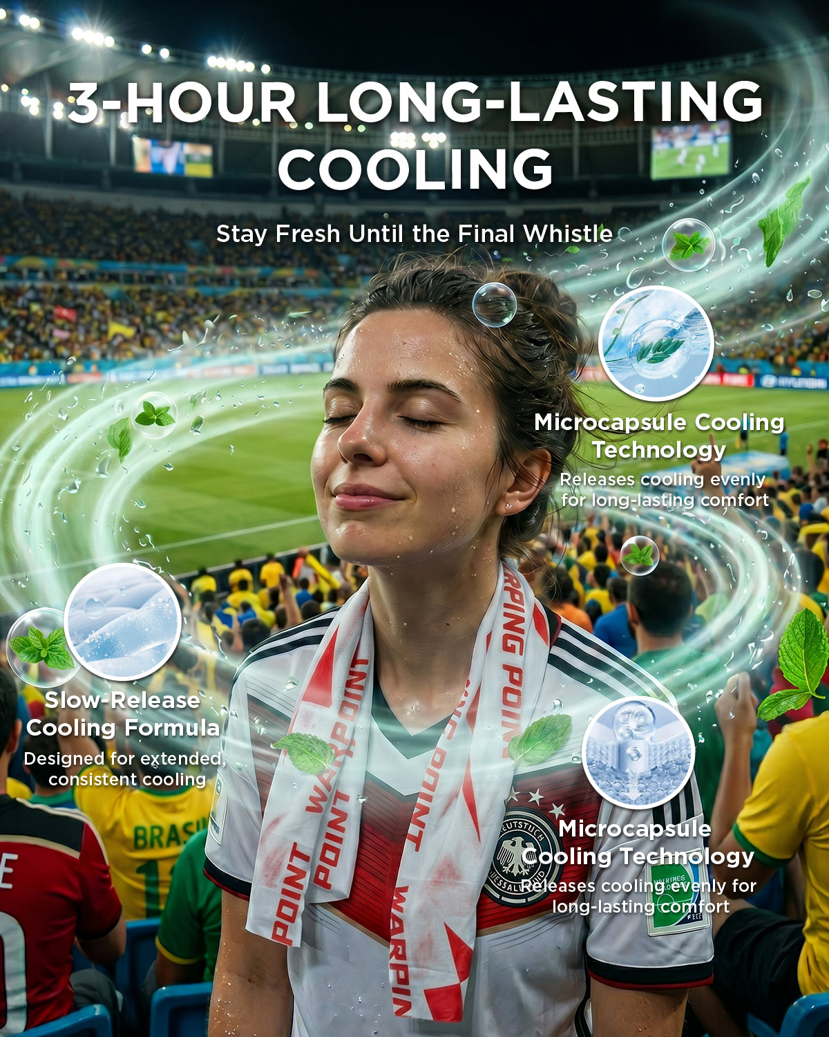 CoolRush Towel with Natural Mint Extract, Instant 3-Second Cooling Towel, Reusable Sports Cooling Wipes for Summer Heat, Alcohol-Free, for Running, Cycling, Gym, Outdoor Activities(Red)