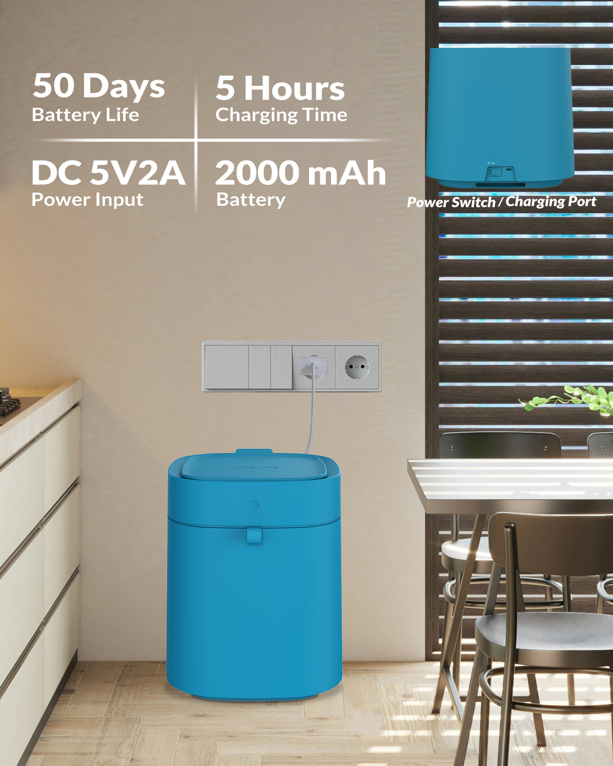 Automatic Trash Cans Touchless, 3.5 Gallon Self-Sealing and Self-Changing Smart Trash Can(Teal)
