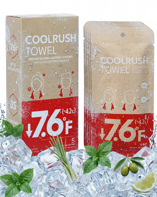 CoolRush Towel with Natural Mint Extract, Instant 3-Second Cooling Towel, Reusable Sports Cooling Wipes for Summer Heat, Alcohol-Free, for Running, Cycling, Gym, Outdoor Activities(Red)