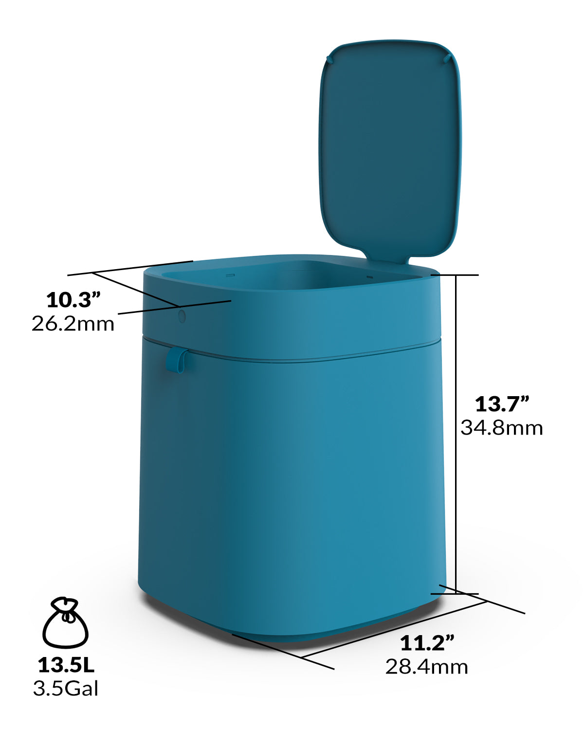 Automatic Trash Cans Touchless, 3.5 Gallon Self-Sealing and Self-Changing Smart Trash Can(Teal)